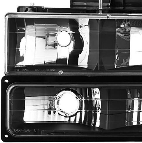 AKKON - For 94-99 GMC Full Size Pickup Truck Suburban Sierra Black Bezel Headlights w/Corner + Bumper Signal Lamps in Kuwait
