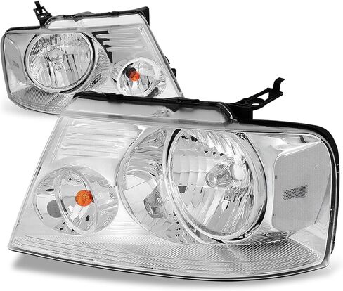 Auto Dynasty Headlights Assembly Compatible with 1987-1991 Ford Bronco F-150 F-250 F-350, Driver and Passenger Side Halogen Headlamps Replacement, FO2502104 FO2503104, Black Housing Clear Corner in Kuwait