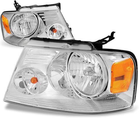 Auto Dynasty Headlights Assembly Compatible with 1987-1991 Ford Bronco F-150 F-250 F-350, Driver and Passenger Side Halogen Headlamps Replacement, FO2502104 FO2503104, Black Housing Clear Corner in Kuwait