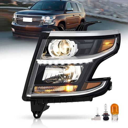 Left HID/Xenon Projector Headlight w/LED DRL Fit for 2015 2016 2017 2018 2019 2020 Chevy Tahoe Suburban LTZ/Premier HID Hedlamp Replacement Driver Side GM2502406 84582597 in Saudi Arabia