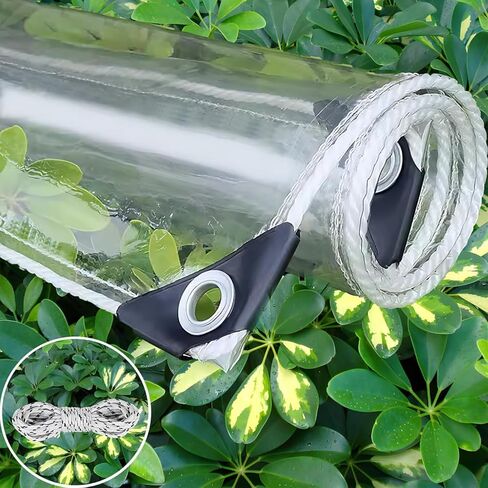 Clear Tarp 4x8 FT - 14 Mil Clear PVC Tarps with Grommets, Heavy Duty Waterproof, UV Resistant, Tear & Cold Proof, Transparent Cover for Greenhouse, Patio, Canopy, Outdoor in Saudi Arabia
