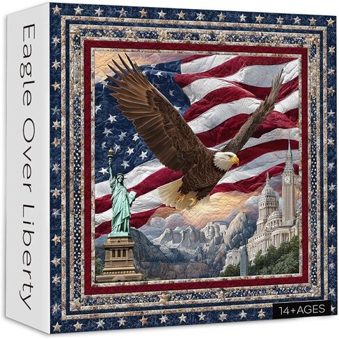 PICKFORU Eagle Puzzles for Adults 1000 Pieces, American Flag Jigsaw Puzzles Quilting Art, Difficult Challenging Impossible Embroidery Puzzle in Kuwait