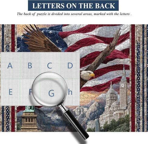 PICKFORU Eagle Puzzles for Adults 1000 Pieces, American Flag Jigsaw Puzzles Quilting Art, Difficult Challenging Impossible Embroidery Puzzle in Kuwait