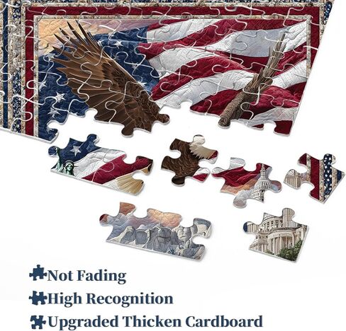 PICKFORU Eagle Puzzles for Adults 1000 Pieces, American Flag Jigsaw Puzzles Quilting Art, Difficult Challenging Impossible Embroidery Puzzle in Kuwait