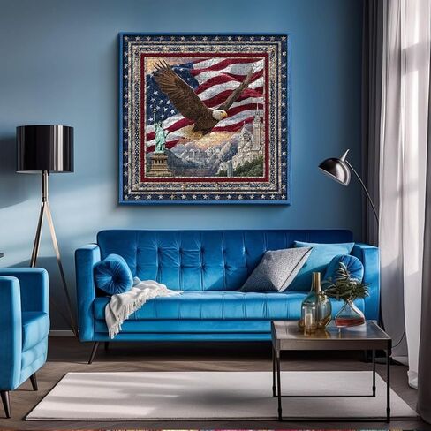 PICKFORU Eagle Puzzles for Adults 1000 Pieces, American Flag Jigsaw Puzzles Quilting Art, Difficult Challenging Impossible Embroidery Puzzle in Kuwait