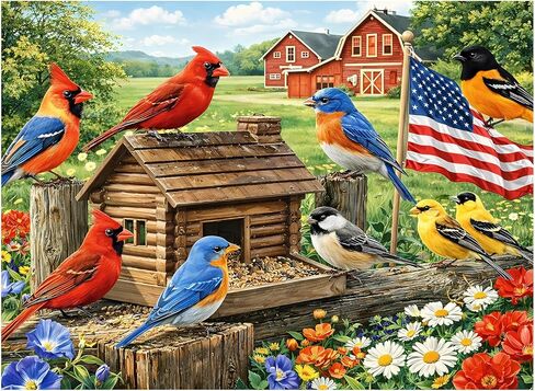 500 Pieces Puzzle for Adults, Birds Scenic Puzzle, Americana Patriotic Puzzles, Animals Jigsaw Puzzles 500 Pieces, Challenging Game Home Decor Birthday Party Gift Toy for Teens Seniors 20.5 * 15 in in Saudi Arabia