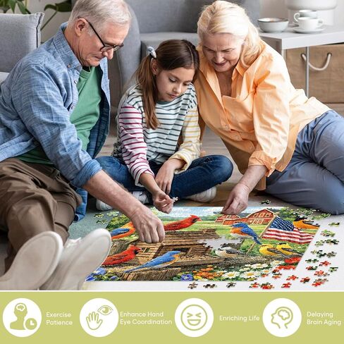 500 Pieces Puzzle for Adults, Birds Scenic Puzzle, Americana Patriotic Puzzles, Animals Jigsaw Puzzles 500 Pieces, Challenging Game Home Decor Birthday Party Gift Toy for Teens Seniors 20.5 * 15 in in Saudi Arabia