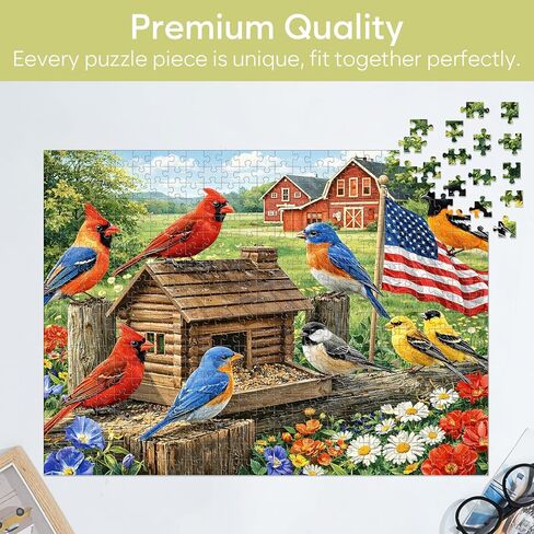 500 Pieces Puzzle for Adults, Birds Scenic Puzzle, Americana Patriotic Puzzles, Animals Jigsaw Puzzles 500 Pieces, Challenging Game Home Decor Birthday Party Gift Toy for Teens Seniors 20.5 * 15 in in Saudi Arabia