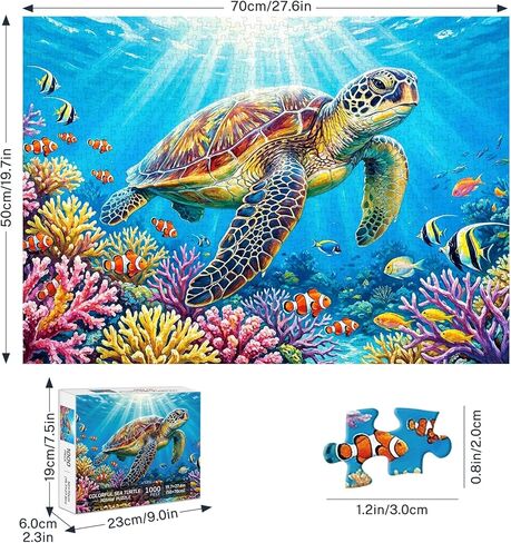 Sea Turtle Jigsaw Puzzles for Adults 1000 Pieces, Colorful Ocean Animal 1000 Piece Puzzle for Adults, Fun Hard Difficult Challenging Jigsaw Puzzles 1000 Pieces for Family Game Night Home Decor Gifts in Saudi Arabia