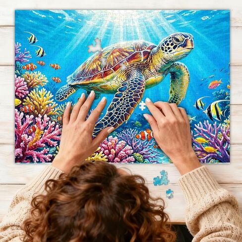 Sea Turtle Jigsaw Puzzles for Adults 1000 Pieces, Colorful Ocean Animal 1000 Piece Puzzle for Adults, Fun Hard Difficult Challenging Jigsaw Puzzles 1000 Pieces for Family Game Night Home Decor Gifts in Saudi Arabia