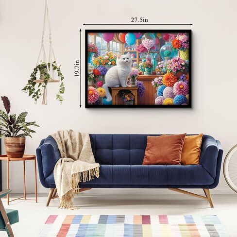 Flower Cat Puzzles for Adults 1000 Pieces, Colorful Floral Plant Jigsaw Puzzles, Challenging Animal Cute Kitten Puzzle as Home Wall Art in Kuwait
