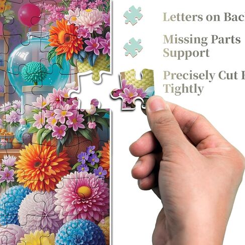 Flower Cat Puzzles for Adults 1000 Pieces, Colorful Floral Plant Jigsaw Puzzles, Challenging Animal Cute Kitten Puzzle as Home Wall Art in Kuwait