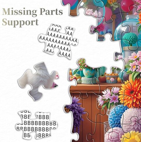 Flower Cat Puzzles for Adults 1000 Pieces, Colorful Floral Plant Jigsaw Puzzles, Challenging Animal Cute Kitten Puzzle as Home Wall Art in Kuwait