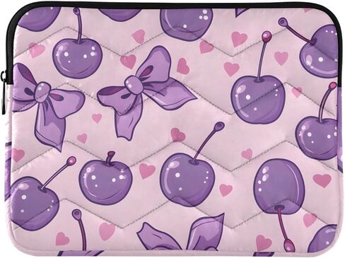 Quilted Laptop Sleeve,Bumps and Scratches,Cherries with Bows in Lilac-Pink Colors Laptop Protective Case for 13-14 inch MacBook Air/MacBook Pro, Notebook, Chromebook Computer in Saudi Arabia