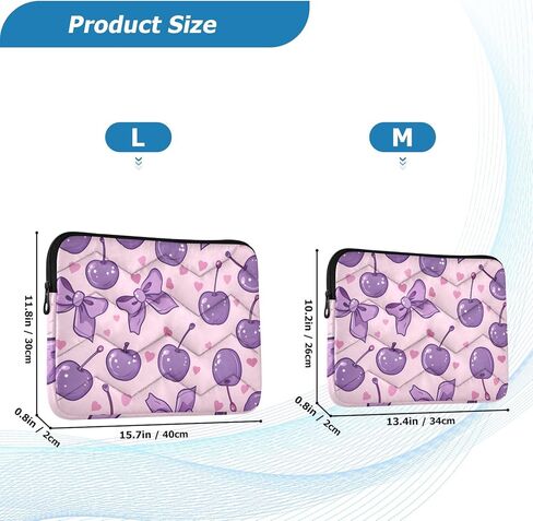 Quilted Laptop Sleeve,Bumps and Scratches,Cherries with Bows in Lilac-Pink Colors Laptop Protective Case for 13-14 inch MacBook Air/MacBook Pro, Notebook, Chromebook Computer in Saudi Arabia
