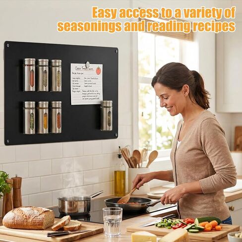 4 Pack Black Magnetic Board, 17.1" x 11.8" Metal Magnetic Board for Wall for Magnets, Display Notes, Photos, Spice Jars, Includes Mounting Hardware & Buckles in Saudi Arabia