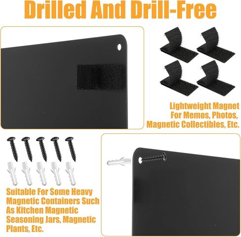 4 Pack Black Magnetic Board, 17.1" x 11.8" Metal Magnetic Board for Wall for Magnets, Display Notes, Photos, Spice Jars, Includes Mounting Hardware & Buckles in Saudi Arabia