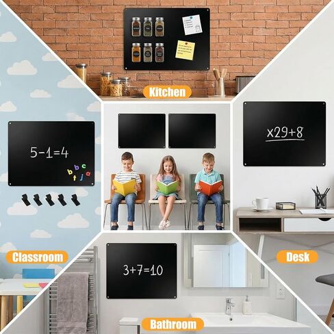 4 Pack Black Magnetic Board, 17.1" x 11.8" Metal Magnetic Board for Wall for Magnets, Display Notes, Photos, Spice Jars, Includes Mounting Hardware & Buckles in Saudi Arabia
