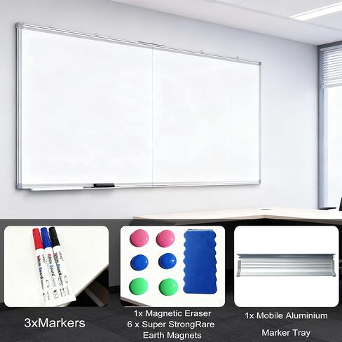 KIZZBY Magnetic Dry Erase White Board - Large Foldable Portable 60" x 36" Double Sided Whiteboard Silver Aluminum Frame Marker Board, Hanging Wall Mounted for Office Home School in Saudi Arabia