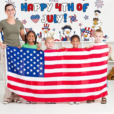 FYSUIMU Happy 4th of July Bulletin Board Decoration Set Patriotic Goose American Flag Paper Cutouts with 200 Pcs Glue Points for Independence Day 250th Anniversary Party Classroom Wall in Kuwait