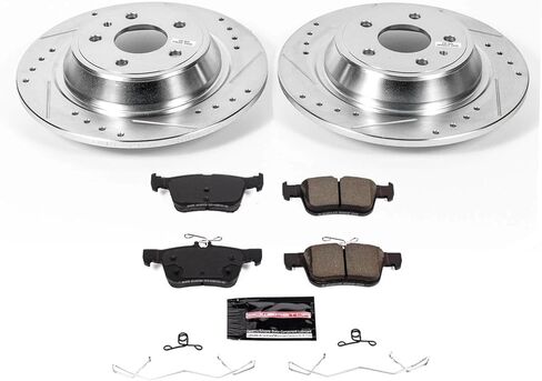 PowerStop Rear Brake Kit for Ford Fusion 2017-20 - Drilled and Slotted Disc Rotors with Carbon-Fiber Ceramic Brake Pads Replacement, K8533 in Kuwait