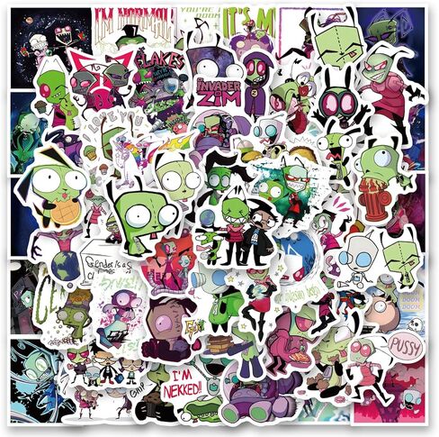 122Pcs Invader Alien Zim Stickers Cool Aliens Stickers, Vinyl Waterproof Sticker for Laptop, Guitar, Water Bottle, Birthday Gifts for Girls, Teens in Saudi Arabia