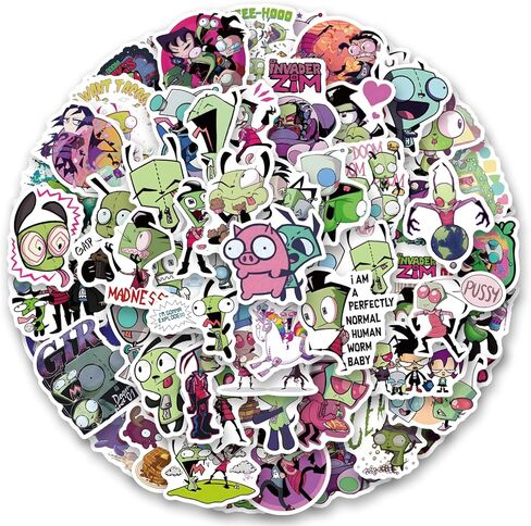 122Pcs Invader Alien Zim Stickers Cool Aliens Stickers, Vinyl Waterproof Sticker for Laptop, Guitar, Water Bottle, Birthday Gifts for Girls, Teens in Saudi Arabia
