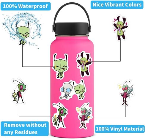 122Pcs Invader Alien Zim Stickers Cool Aliens Stickers, Vinyl Waterproof Sticker for Laptop, Guitar, Water Bottle, Birthday Gifts for Girls, Teens in Saudi Arabia