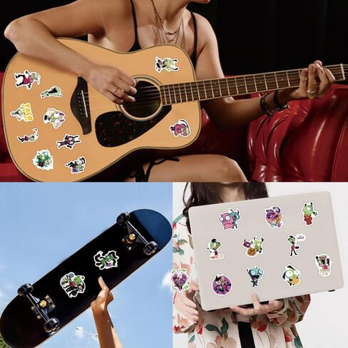 122Pcs Invader Alien Zim Stickers Cool Aliens Stickers, Vinyl Waterproof Sticker for Laptop, Guitar, Water Bottle, Birthday Gifts for Girls, Teens in Saudi Arabia