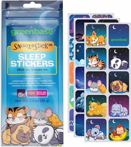 Sleep Stickers for Kids & Adults - 100 Travel Pack Aromatherapy Bedtime Stickers with Lavender, Sweet Orange & Cedarwood - Drug and Melatonin Free Stick-On Sleep Patches for Pillow, Clothing in Kuwait