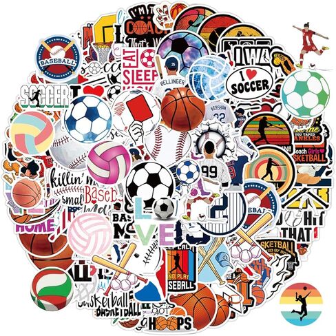 200PCS Sports Stickers Ball Stickers Basketball Baseball Softball Soccer Stickers Kids Teens Waterproof Vinyl Stickers for Water Bottles Wall Scrapbooking Laptop Sport Theme Decorations in Saudi Arabia