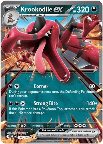 Pokemon - krookodile ex 055/086 - Chaos Rising - Double Rare - Foil Single Card in Kuwait