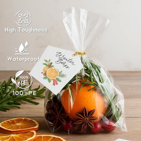 WIKDAY Cellophane Treat Bags with Ties 8x11 Inches 200 PCS Clear Plastic Gift Bags for Party Favor, Candy, Snack, Gift Giving, Packaging Products in Saudi Arabia