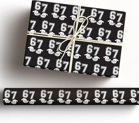 NeoJoy 67 Wrapping Paper Funny 6 7 Meme Kids Boy Birthday Christmas Gift Wrap Black Bag Party Decoration 17x29.5" 10 Sheets In A Roll in Saudi Arabia
