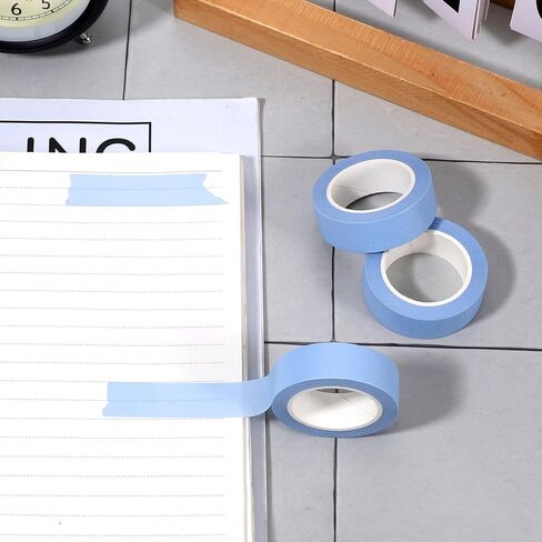3 Rolls Light Blue Washi Tape, Washi Tape Solid Color Bulk Light Blue Pastel Tapes Decorative Craft Masking Tapes for Home, Office, Journaling, Scrapbooking, Planners, Books & DIY Arts Crafts in Saudi Arabia