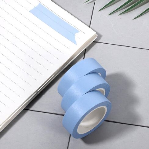 3 Rolls Light Blue Washi Tape, Washi Tape Solid Color Bulk Light Blue Pastel Tapes Decorative Craft Masking Tapes for Home, Office, Journaling, Scrapbooking, Planners, Books & DIY Arts Crafts in Saudi Arabia