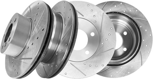PM Auto Set of 4 Front 312mm-Rear 300mm Drilled Slotted Brake Disc Rotors Compatible With 2011-2013 BMW 328I Xdrive in Kuwait