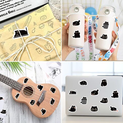 1000pcs Black Cat Stickers Rolls, 10 Styles Cute Cartoon Cat Stickers, Teacher Reward Decals, Water Bottles Guitar Skateboard Laptop Scrapbook in Saudi Arabia