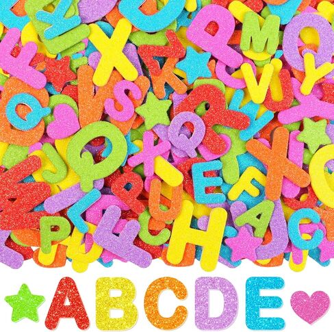 Glitter Foam Letter Stickers, 448 PCS Self-Adhesive 3D ABC Alphabet Stickers, 7 Sheets EVA Foam Letters for Crafts Scrapbooking Gift Wrapping Card Making School Projects DIY Decor (Multicolored) in Saudi Arabia