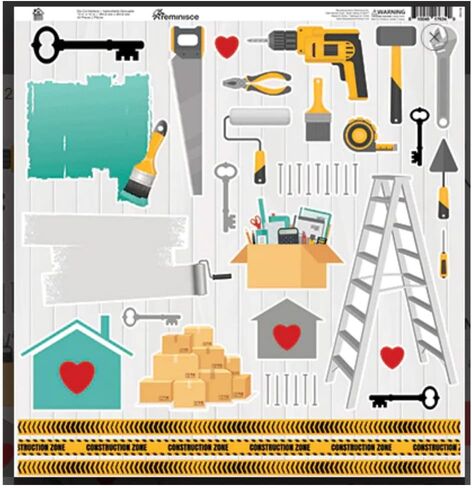 ملصقات سجل القصاصات من Reminisce The Home Edition Construction Renovation تحت عنوان 12 بوصة × 12 بوصة in Kuwait
