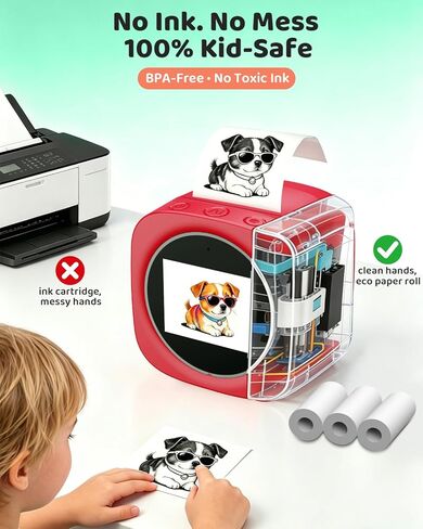 Usteetic Sticker Printer AI Voice-Powered Sticker Maker for Kids – Portable Thermal Inkless Sticker Maker Machine with 3 Paper Rolls–DIY Crafts, Creative Toy Gift for Boys Girls Ages 3+ in Saudi Arabia
