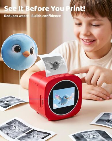 Usteetic Sticker Printer AI Voice-Powered Sticker Maker for Kids – Portable Thermal Inkless Sticker Maker Machine with 3 Paper Rolls–DIY Crafts, Creative Toy Gift for Boys Girls Ages 3+ in Saudi Arabia