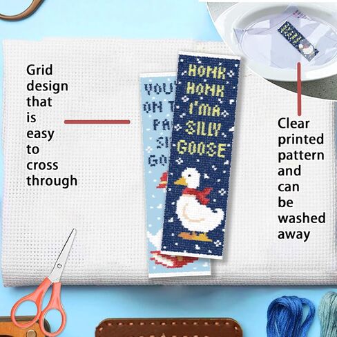 FREEBLOSS 6 Set Cross Stitch Bookmark Kits Goose Pattern Stamped Cross Stitch Kit 11CT Embroidery Kit with Instructions for Beginners 20x6cm/8x2.4inch in Kuwait