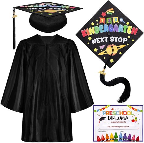 JATEBI 2026 Preschool Graduation Cap Gown Set Graduation Outfit with Tassel Cap Certificate for Boys Girls in Kuwait