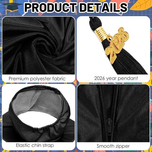 JATEBI 2026 Preschool Graduation Cap Gown Set Graduation Outfit with Tassel Cap Certificate for Boys Girls in Kuwait