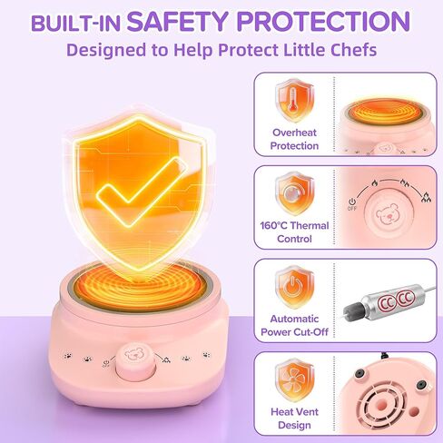 Kids Real Cooking Set with Mini Electric Stove, 45 PCS Montessori Mini Cooking Set with Safe Knife & Kitchen Tools, Cooking Set for Beginner Chef Ages 6-12 Boys & Girls in Saudi Arabia