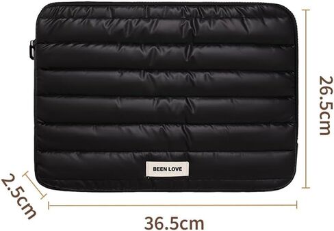 Laptop Sleeve Case for iPad Tablet, Metallic Silver Padded Protection Cover with Zipper Closure (Black) in Saudi Arabia