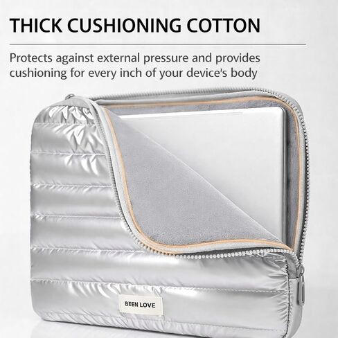 Laptop Sleeve Case for iPad Tablet, Metallic Silver Padded Protection Cover with Zipper Closure (Black) in Saudi Arabia