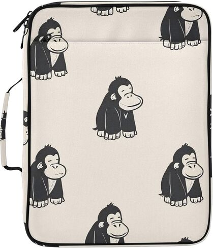 ALAZA Cute Gorilla Pattern 3 Ring Binder Bag with 7-Pocket Accordion File Organizer, Letter Size, Expandable Filing Folder Portfolio & Case Ring Binders in Kuwait