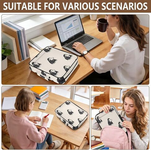 ALAZA Cute Gorilla Pattern 3 Ring Binder Bag with 7-Pocket Accordion File Organizer, Letter Size, Expandable Filing Folder Portfolio & Case Ring Binders in Kuwait